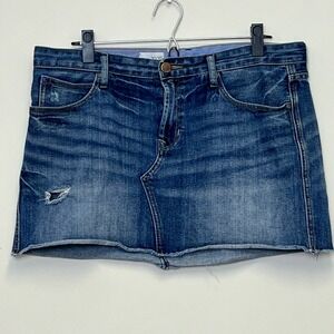 Gap 1969 Destructed Dark Raw Hem Mini Blue Jean Skirt 30 10